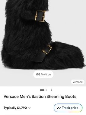 🏴Versace 🏴 Bastion Shearling Boots with Gold Buckles